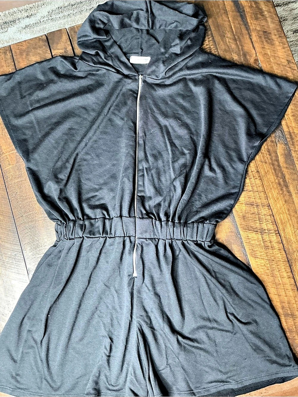 Carole Christian Black Hooded Romper Size Large